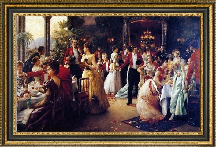 Julius LeBlanc Stewart the Hunt Supper  Framed Premium Canvas Print, 18"x27"