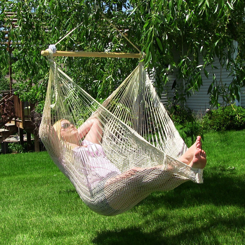 Sunnydaze Large Natural Mayan Hammock Chair with Portable Adjustable Stand