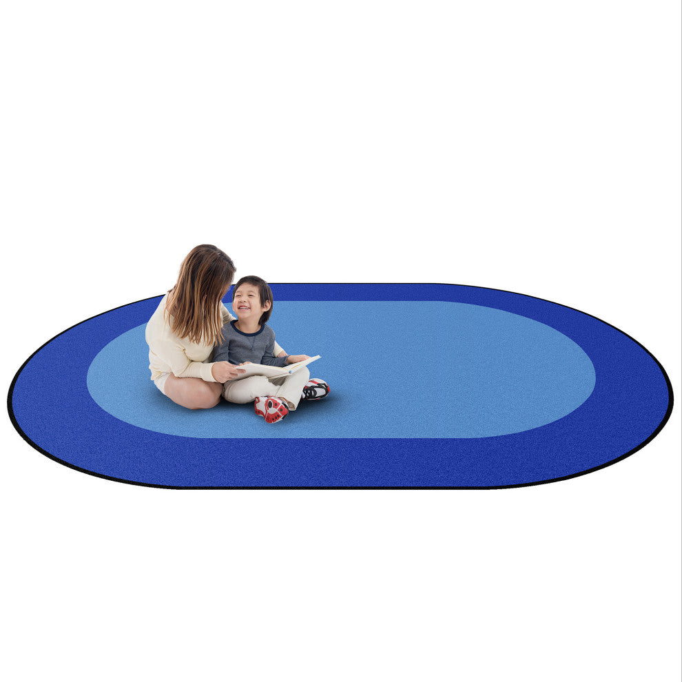 All Around Rug, Blue, Oval, 92"x64"