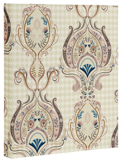Pimlada Phuapradit Pink And Off White Floral Damasks Art Canvas