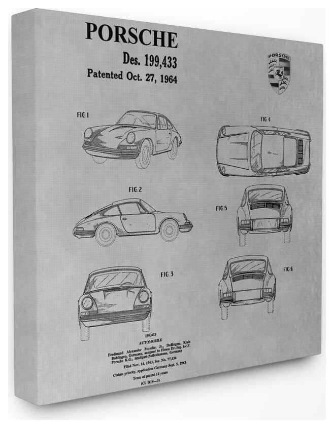 Patent Porsche Car Grey Modern Design, 30"x30"