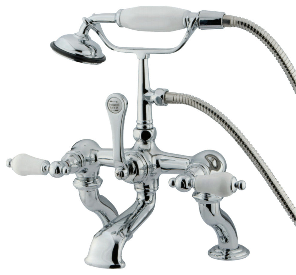 Kingston Brass 7" Deck Mount Tub Faucet With Hand Shower, Polished Chrome