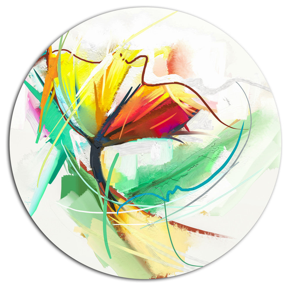 Still Life Of Yellow Red Color Flower, Floral Round Wall Art, 38"
