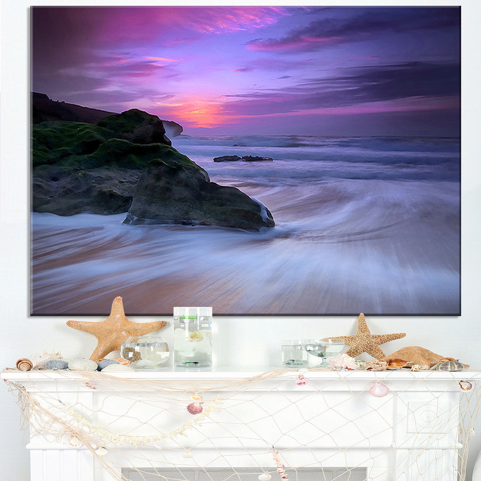"Slow Motion Waves on Winch Beach" Contemporary Seascape Art Canvas, 40"x30"