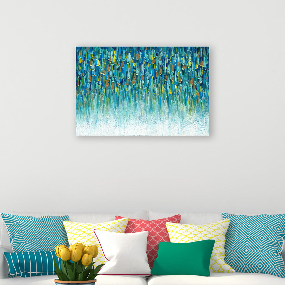 Blue-Green Abstract Textured Hand-Painted Canvas Art