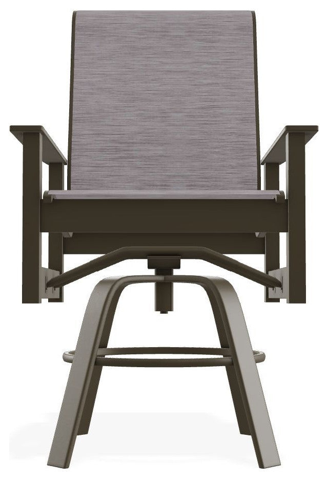 Leeward Sling Balcony Height Outdoor Swivel Armchair, Fossil/Beachwood