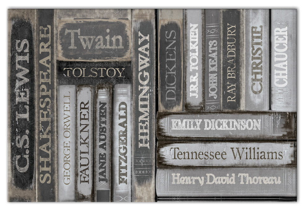 Famous Authors Books Canvas Wall Art, 20"x30", Unframed
