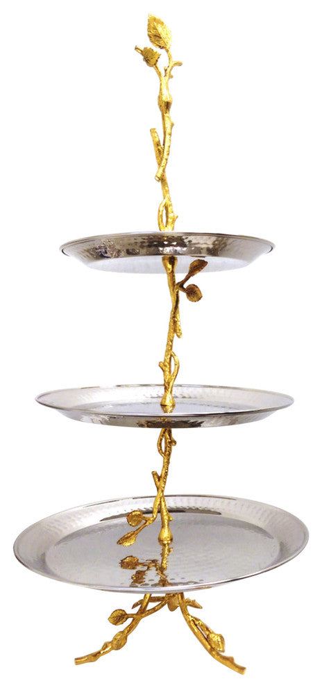 Gilt Leaf 3-Tier Tray