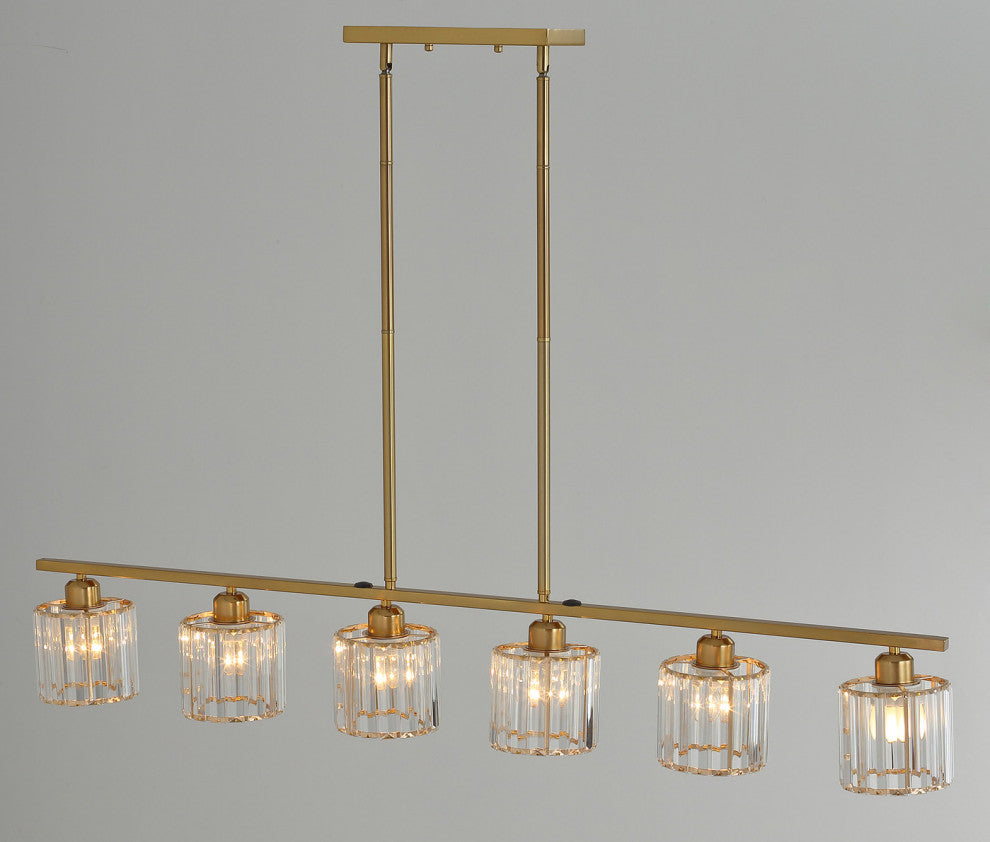 6-Light Linear Kitchen Island Pendant Lighting, Gold