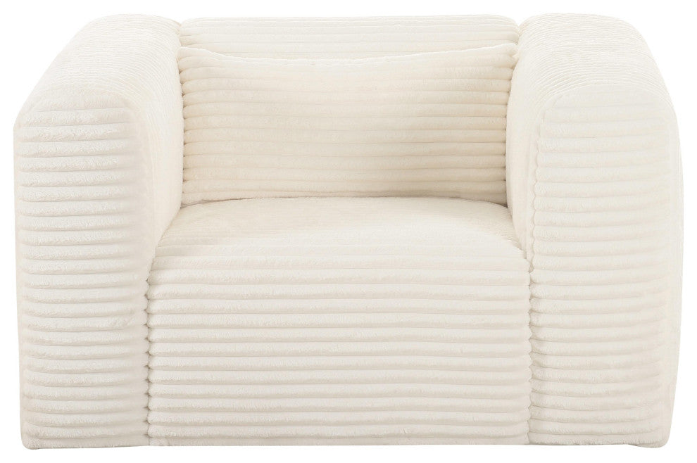 Tarra Fluffy Oversized Cream Corduroy Armchair - Cream