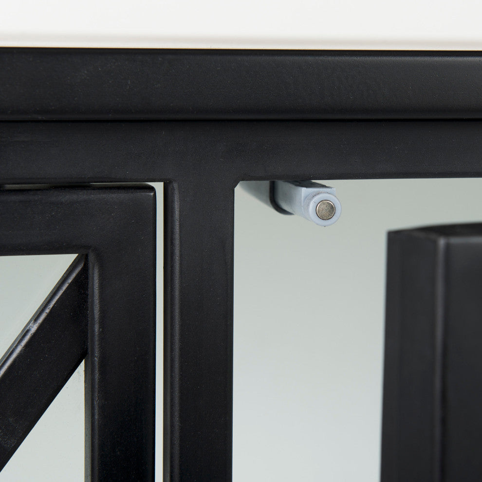 Aurelia Black Metal With White Interior Glass Accent Cabinet