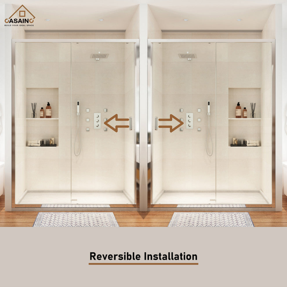 48-in x 72-in Framed Sliding Shower Door, Chromed