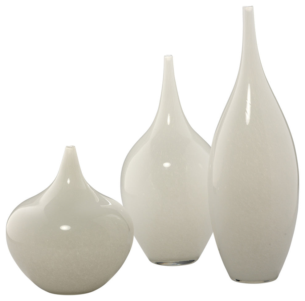 Nymph Vases, White Glass, set of 3