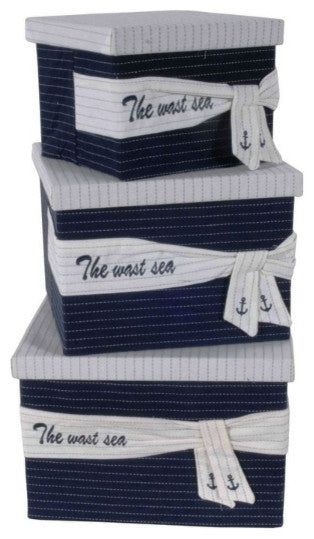 Anne Home, Set Of 3 Fabric Boxes With Cover