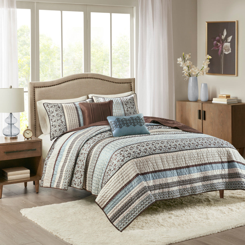 Madison Park Jacquard 5-Piece Coverlet Set, Full/Queen