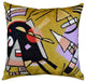 Kandinsky Throw Pillow Black And Violet Decorative Hand Embroidered Wool 18x18"