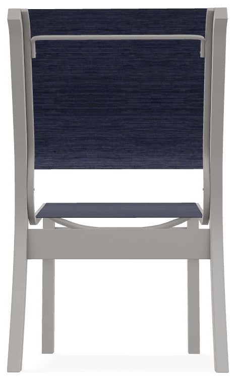 Leeward Sling Stackable Outdoor Dining Chair, Collect Indigo/Warm Gray