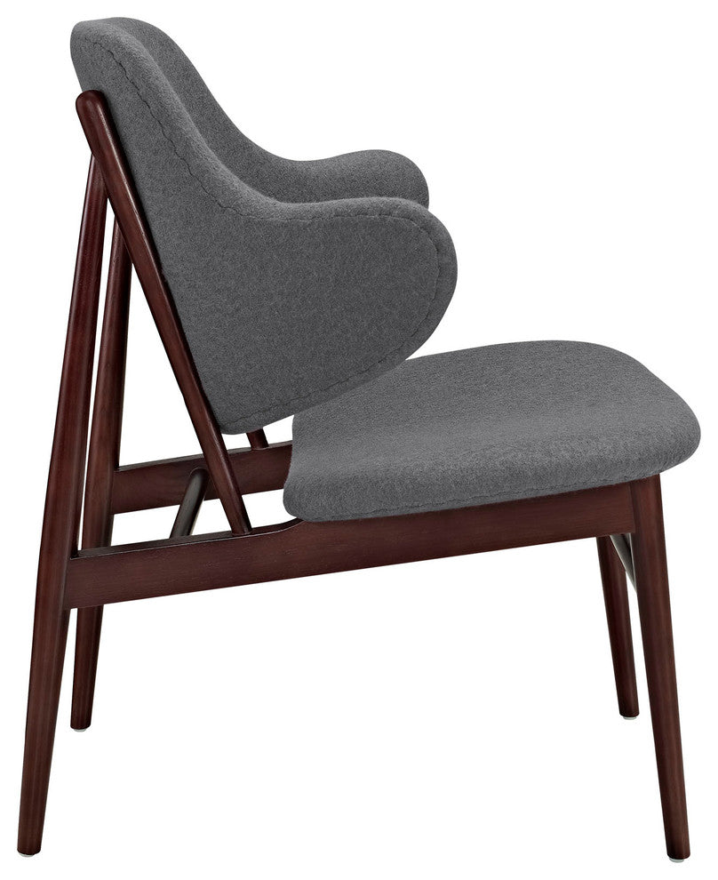 Modern Contemporary Living Room Wood Lounge Chair Dark Gray