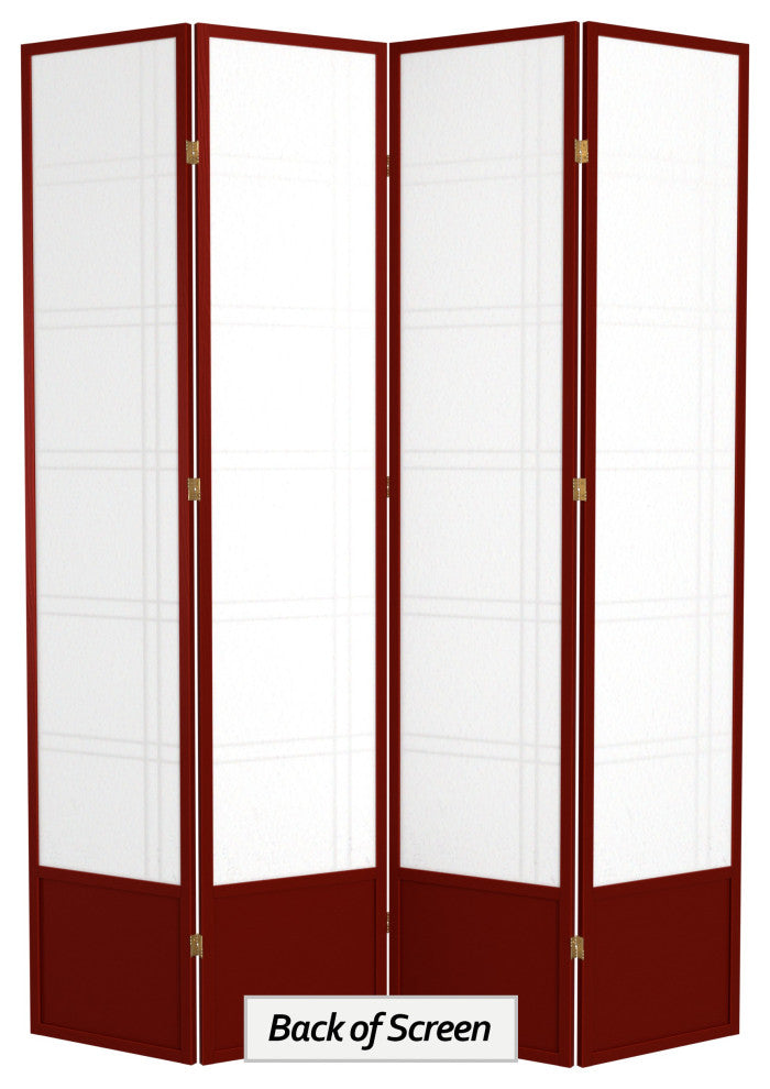 7' Tall Double Cross Shoji Screen, Rosewood, 4 Panels