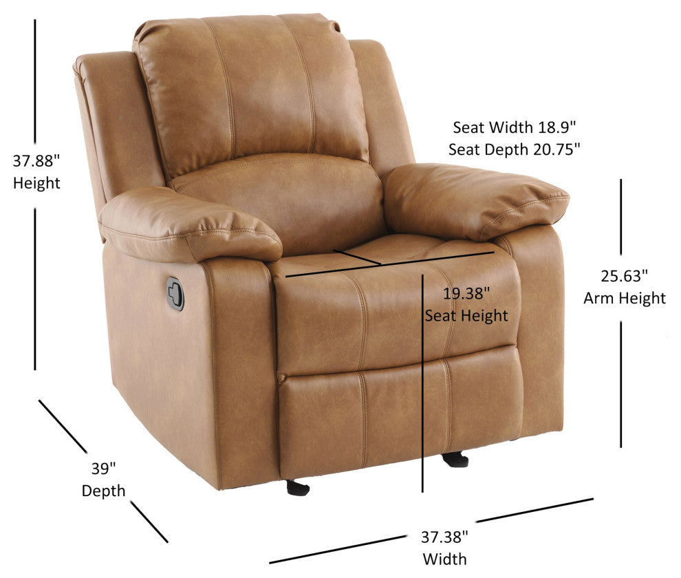 Clifton Saddle Leather Gel Glider Rocker Recliner