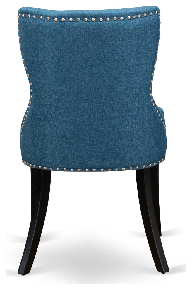 A Dining Set Of 4 Chairs, Mineral Blue Color, 42" Round Table Using Black Color