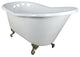 60" Single Slipper Clawfoot Tub No Faucet Drillings, White/Brushed Nickel