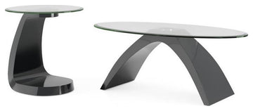 Furniture of America Pelletoni 2Pc Tempered Glass Top Coffee Table Set in Gray