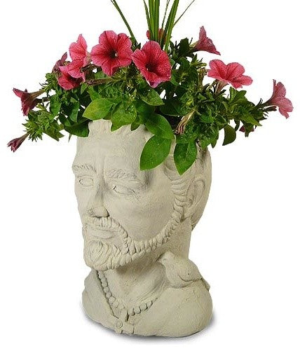 Saint Francis of Assisi Cast Stone Sculpture and Head Planter