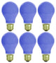 Sunlite Incandescent 25 Watt A19 Blue Ceramic Light Bulb, 6 Pack