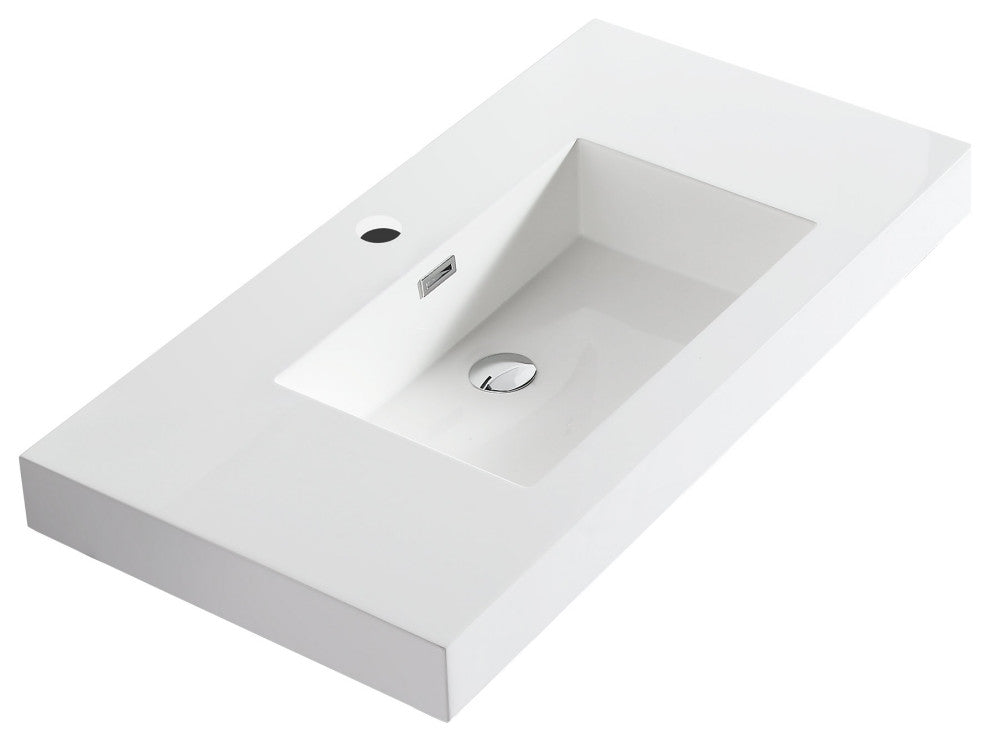 Dowell 18" FTB Resin Bathroom Vanity Basin, White, 36wx18dx6h