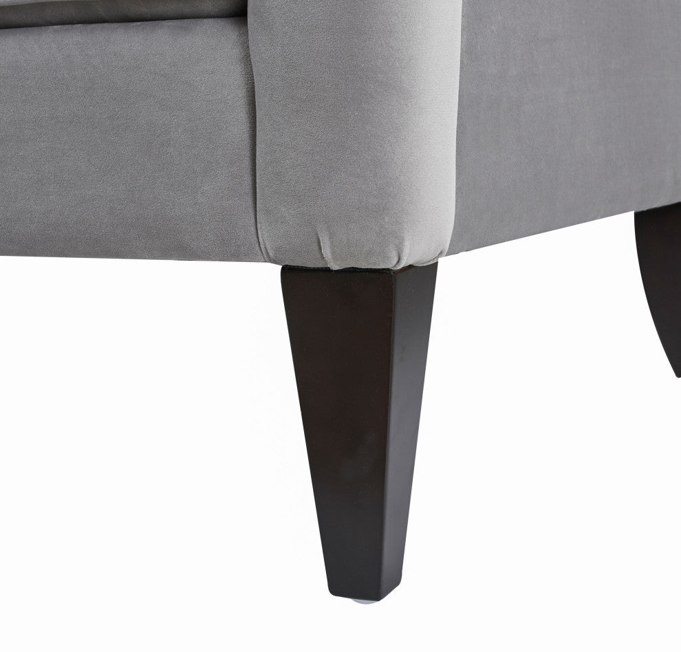 Ken Velvet Tufted Sofa, Opal Gray