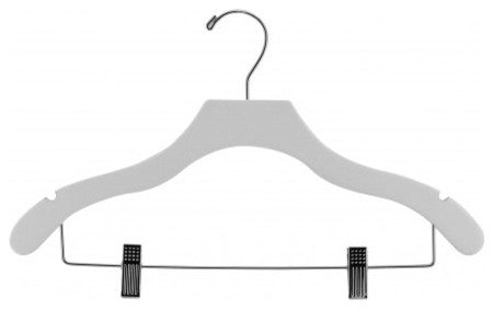 Wooden Wavy Combo Hanger, White/Chrome Finish, Box of 50