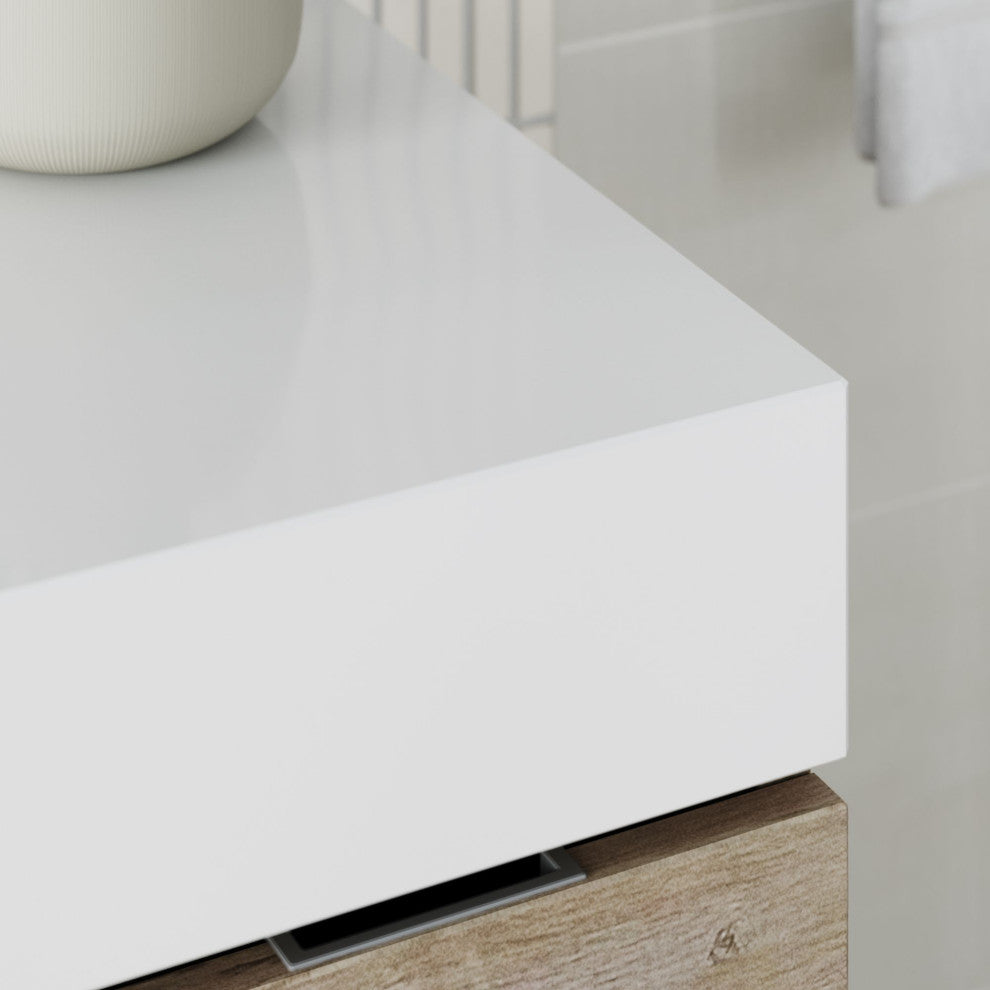 Boutique Bath Vanity, Natural Wood, 48", Single Sink, Wall Mount