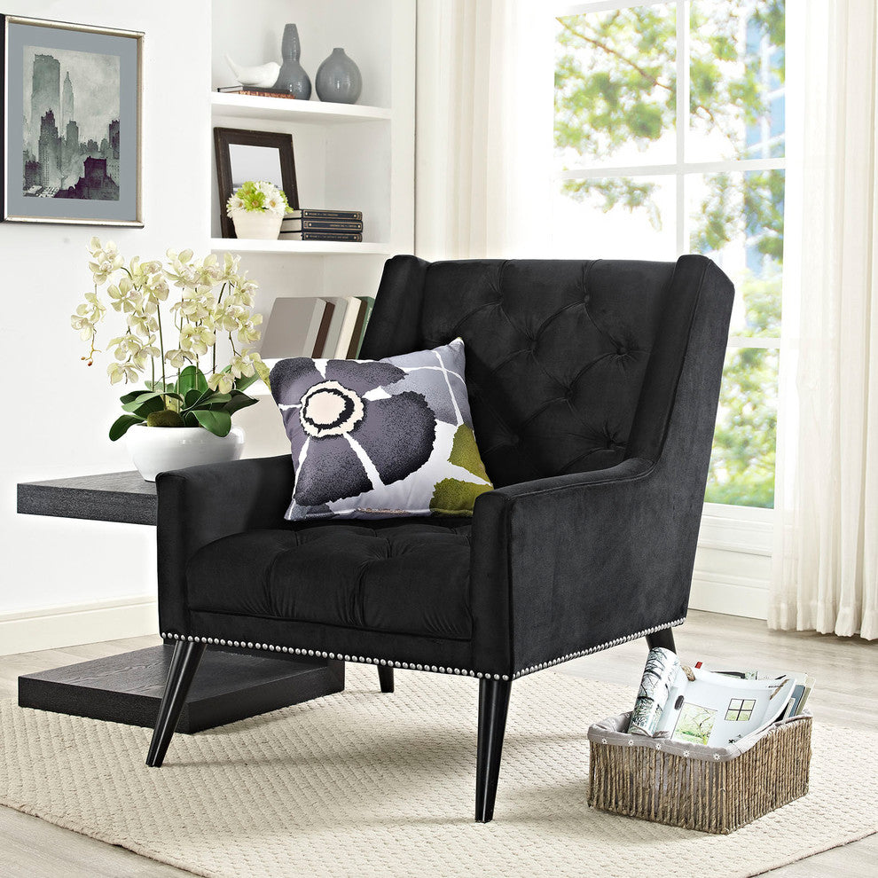 Modern Black Peruse Velvet Armchair