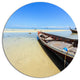 Traditional Thai Boat On Beach, Seashore Disc Metal Artwork, 36"