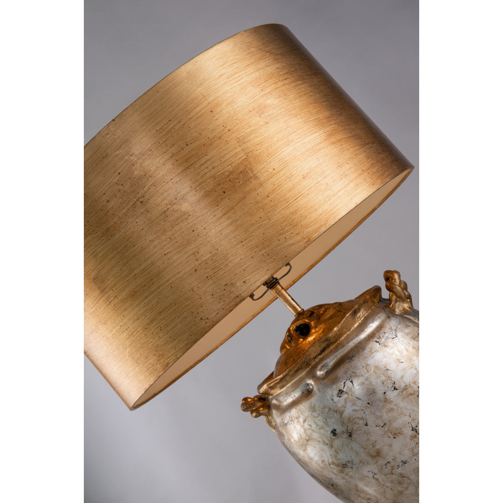 Gold and Antique Silver Large Drum Shade Table Lamp