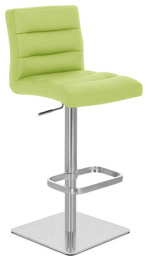 Lush Adjustable Height Swivel Barstool - Square Base, Lime Green