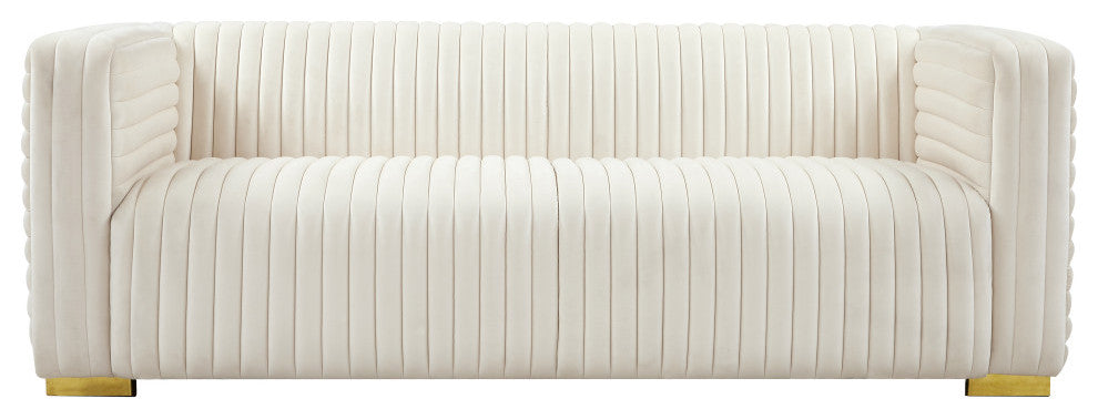 Ravish Velvet Upholstered Chair, Cream, Sofa