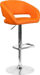 Estella Rounded Mid-Back Swivel Orange Vinyl Adjustable Barstool