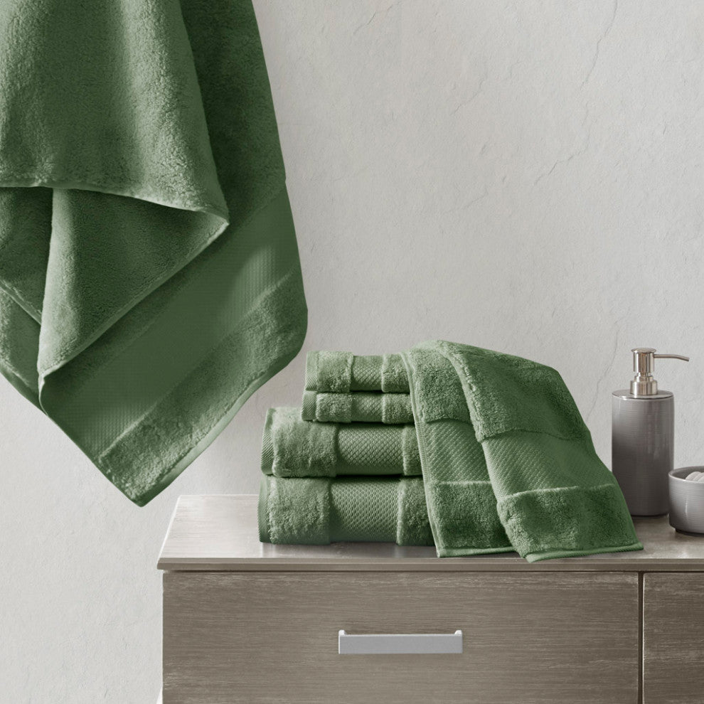 Madison Park Signature Turkish Cotton 6 Piece Bath Towel Set, Green