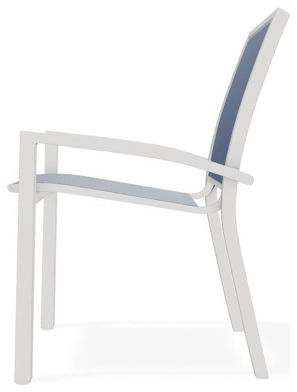 Kendall Sling Stackable Outdoor Dining Chair, Cobalt/Snow