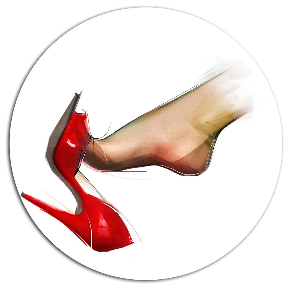 Leg Wearing High Heel Shoe, Portrait Round Wall Art, 38"