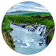 Hraunfossar Waterfall Iceland, Modern Landscape Round Wall Art, 11"