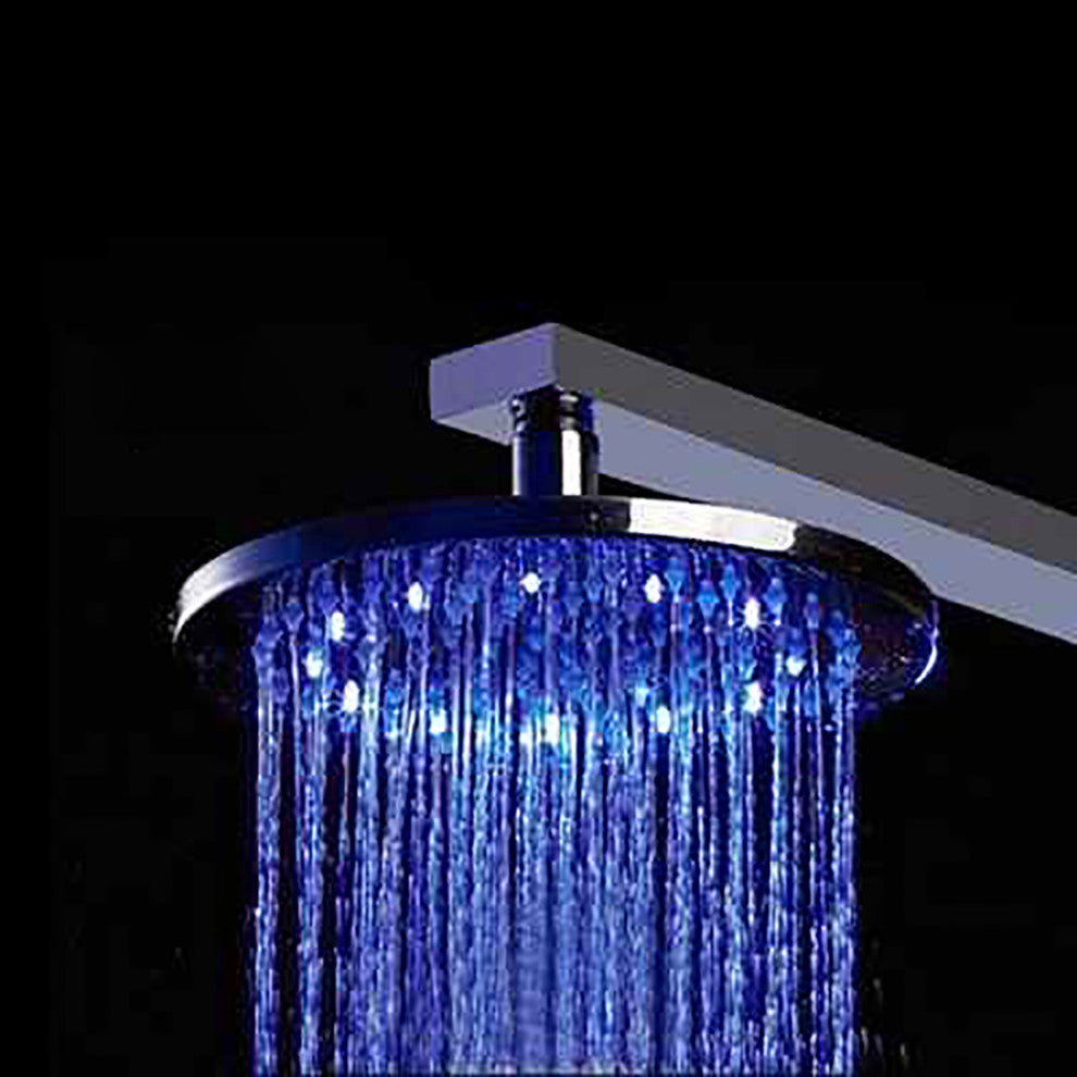 16" Round Multi Color LED Rain Shower Head, Wall Or Ceiling Mount