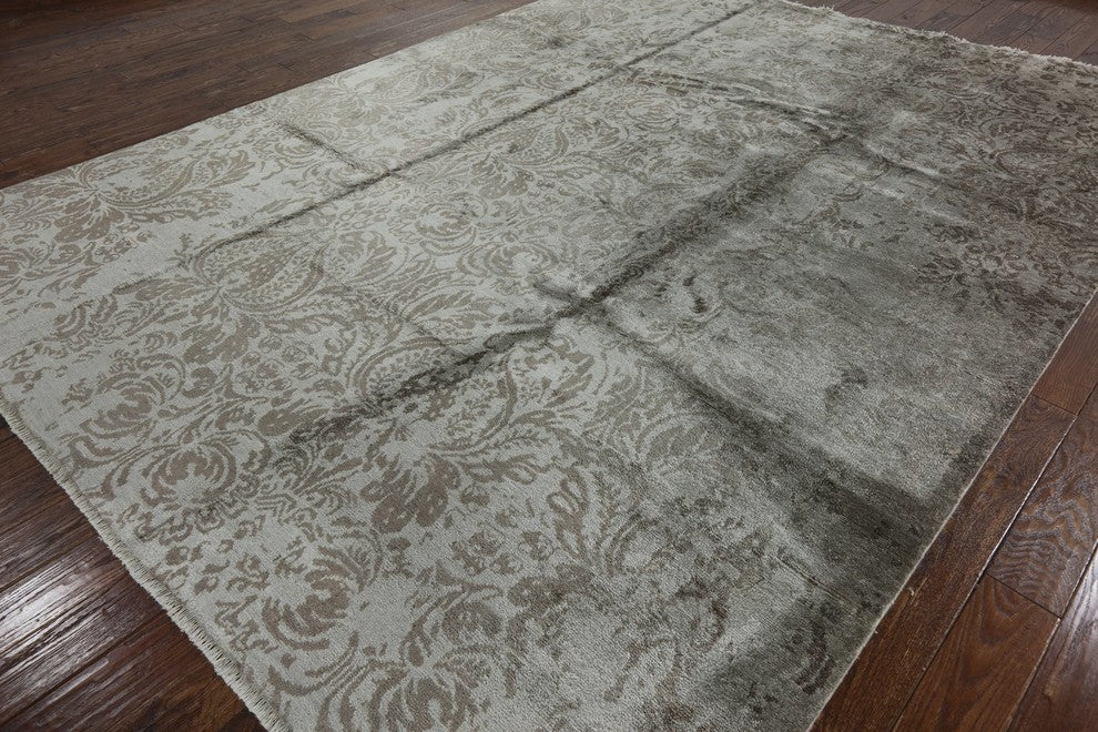 Oriental Silk Floral Hand-Knotted Rug, 9'x12'