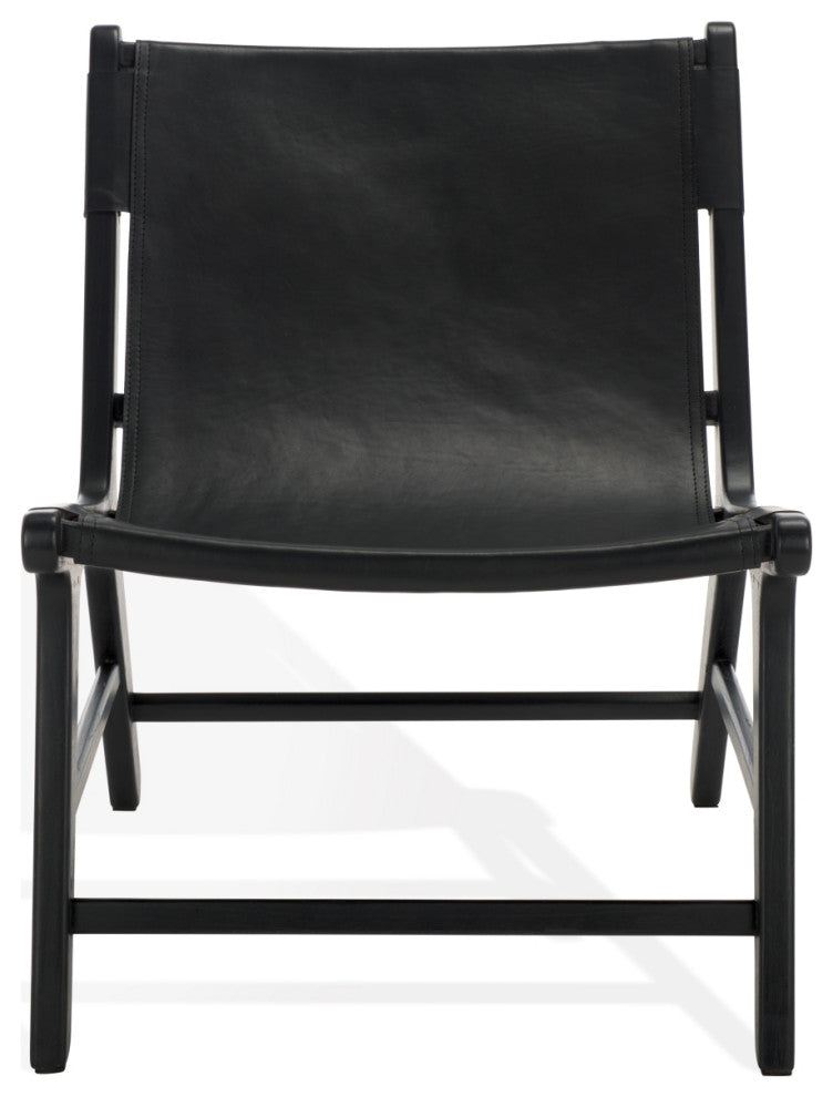 Safavieh Couture Alanarose Leather Accent Chair, Black
