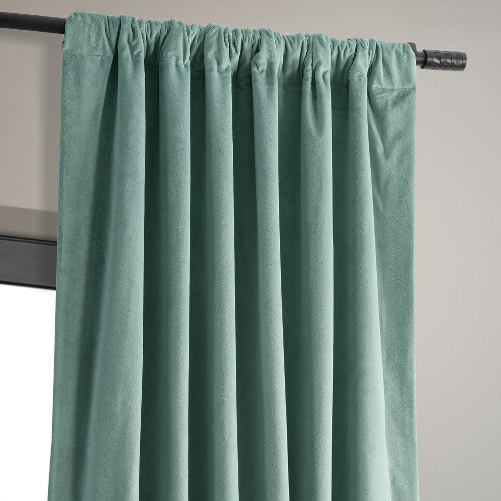 Signature Aqua Mist Blackout Velvet Curtain Single Panel, 50"x120"