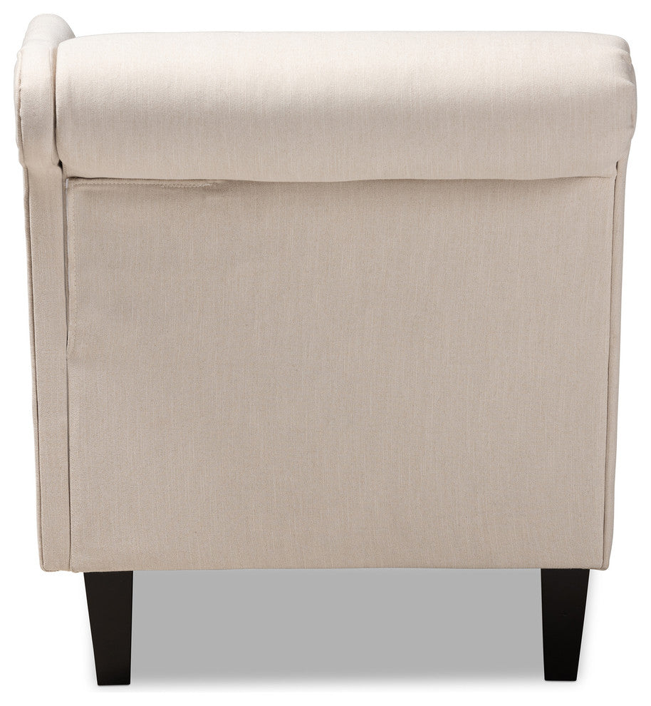 Terra Modern and Contemporary Beige Fabric Upholstered Black Chaise Lounge