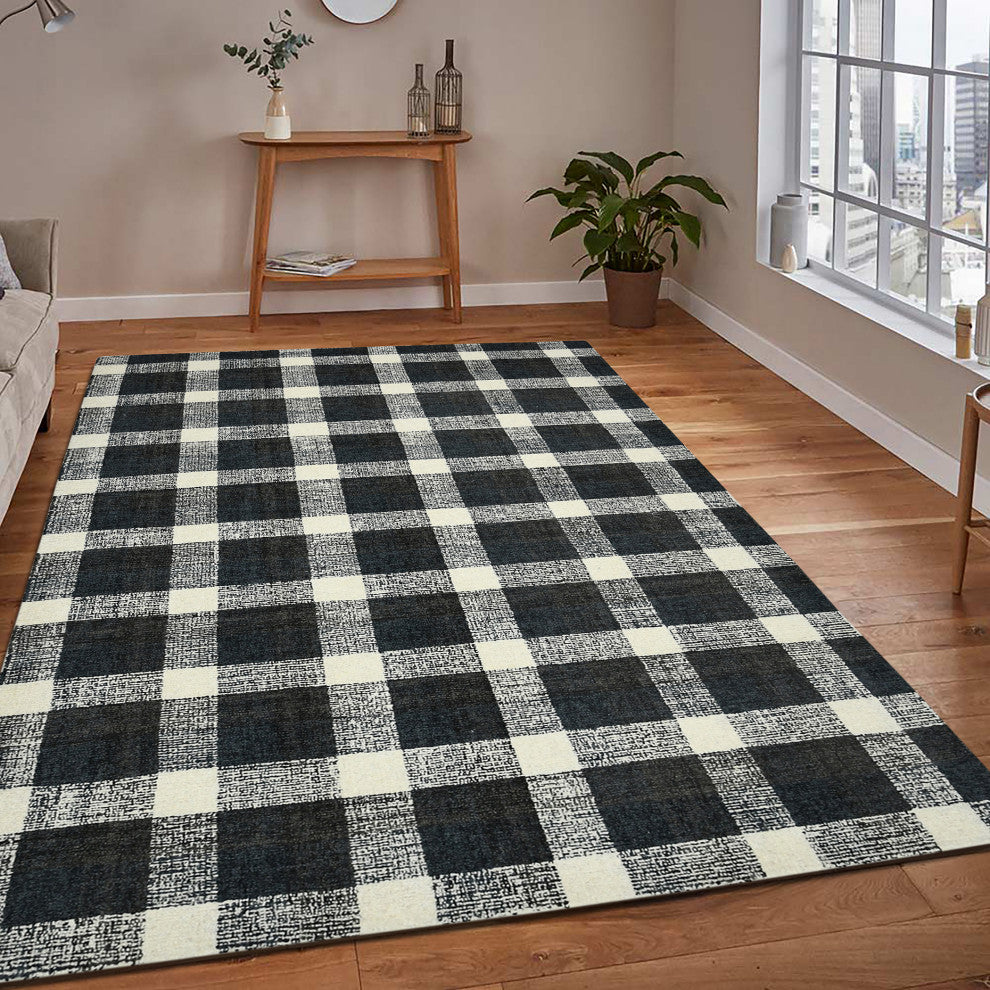 Tartan Cartwell Area Rug, Black, 8' x 10', Plaid