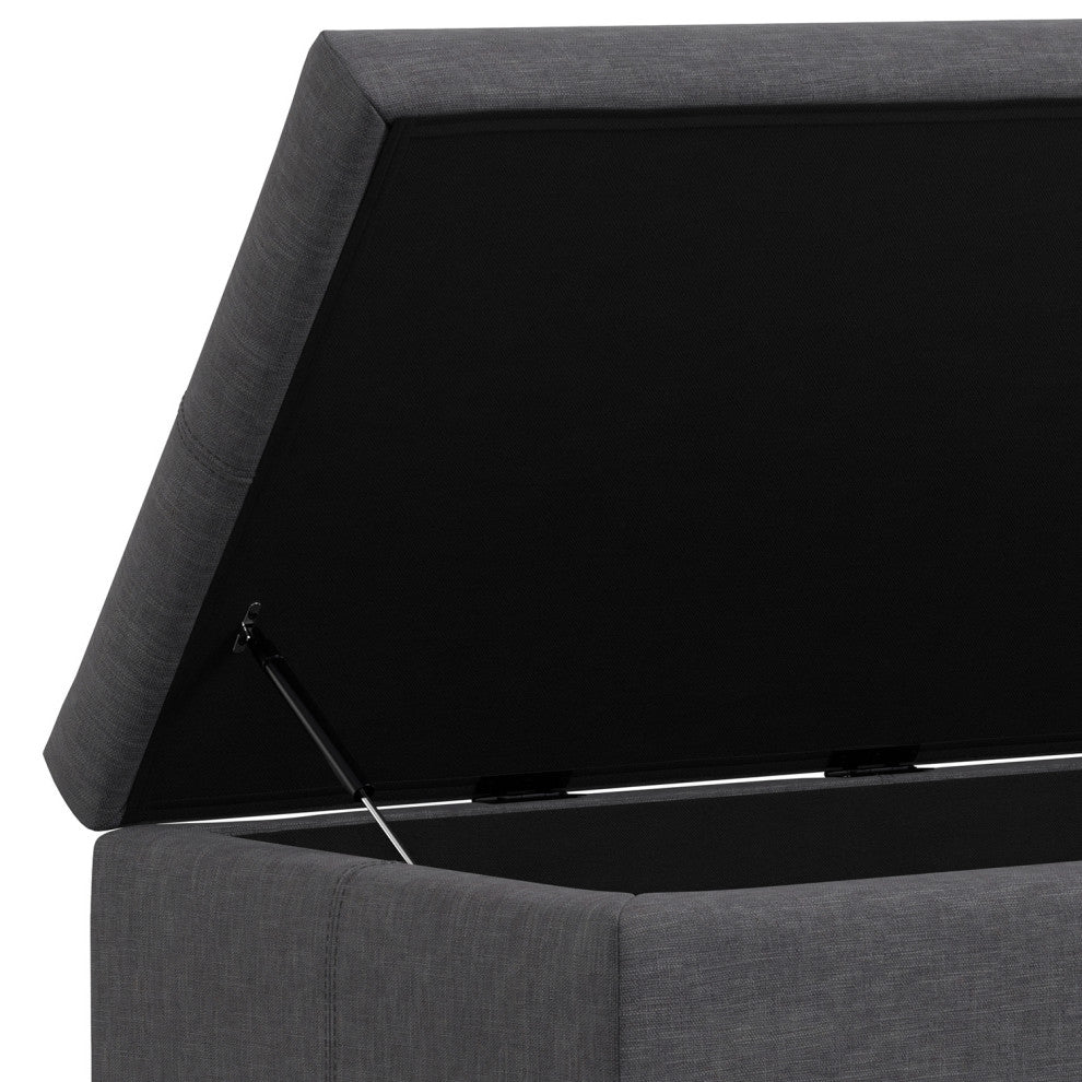 Gabbie Rectangular Storage Ottoman, Slate Grey